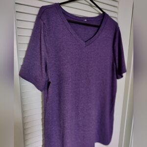 Women's Purple Tunic Length V Neck Tee 95% Rayon Size 16W